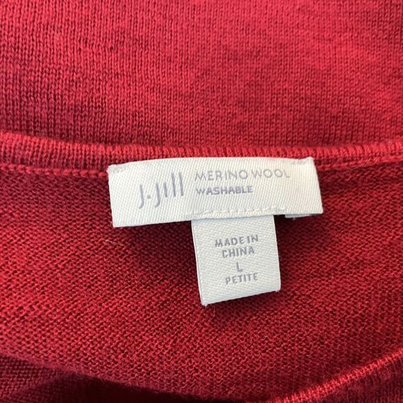 J Jill Merino Wool Sweater Large Washable Long Sleeve Button Trim Cuffs - Picture 5 of 7